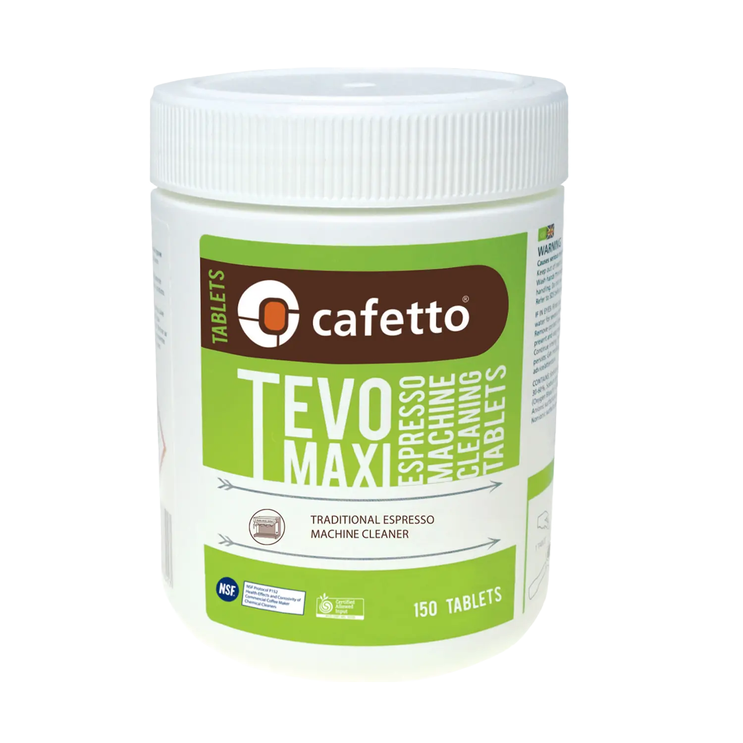 kavos aparato valymo tabletės cafetto tevo maxi pakuotė. pakuotėje 150 tablečių.