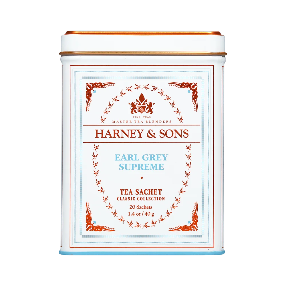 „Harney & Sons“ arbata „EARL GREY SUPREME“ metalinėje dėžutėje, 20 piramidžių