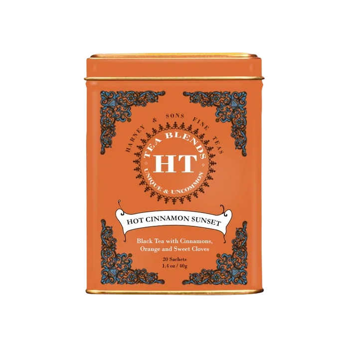 „Harney & Sons“ arbata „HOT CINNAMON SUNSET“ metalinėje dėžutėje, 20 piramidžių