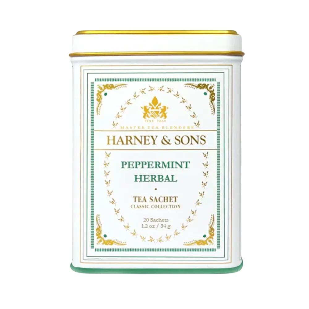 „Harney & Sons“ arbata „PEPPERMINT HERBAL“ metalinėje dėžutėje, 20 piramidžių